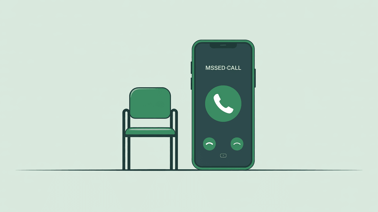 Illustration of an unanswered phone next to an empty interview chair